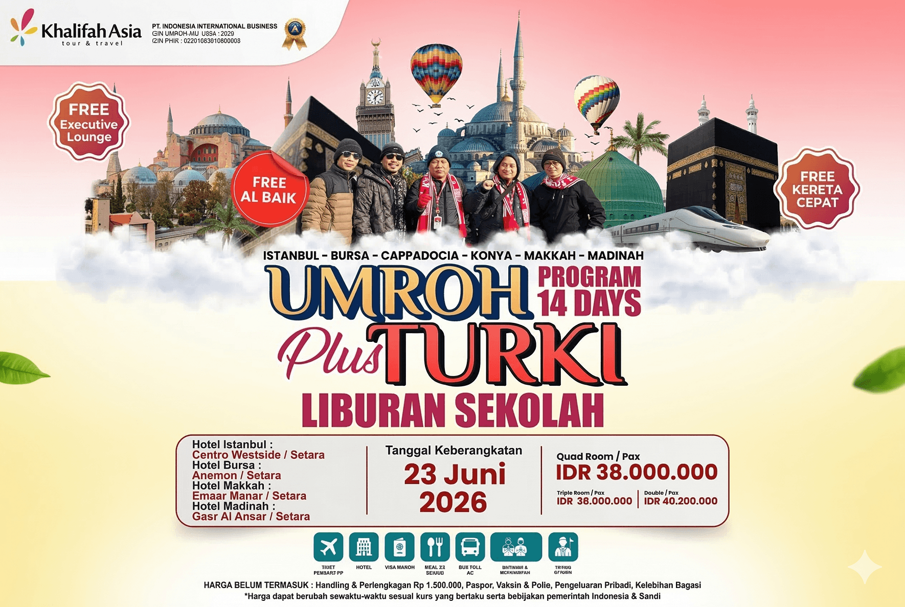 Umroh Plus Turki Liburan Sekolah (14 Hari)